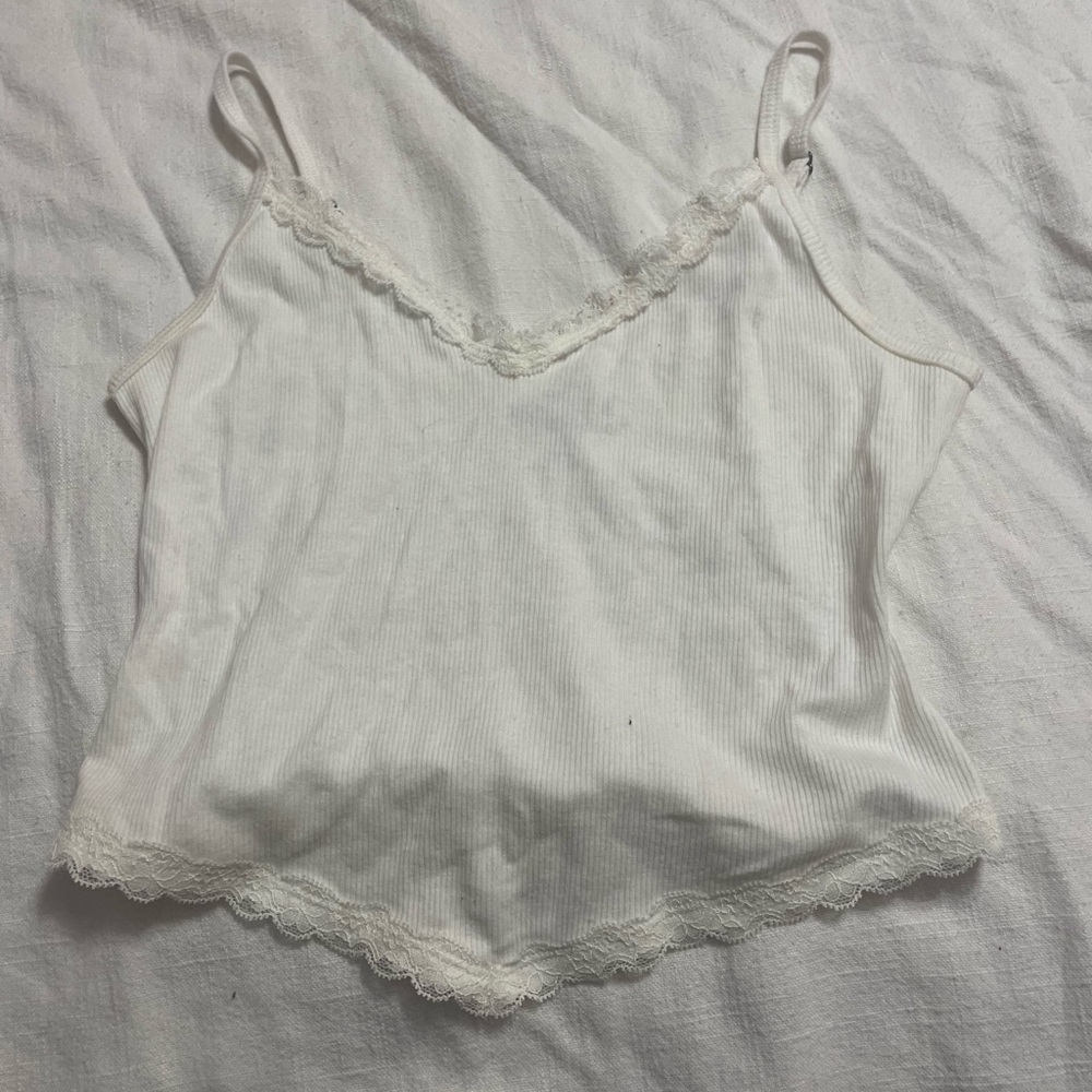 Hollister White Lace Trim Cami Top